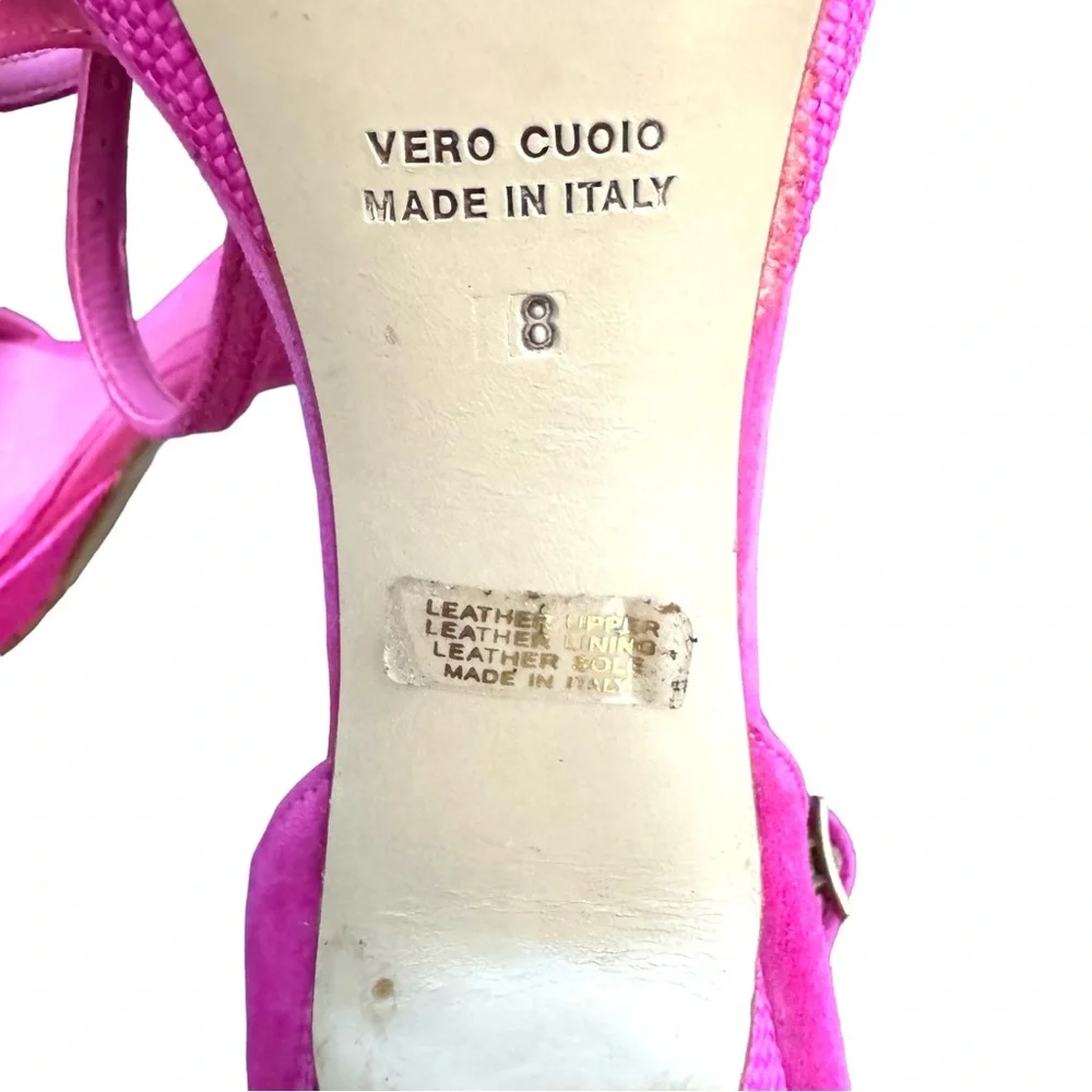 Charles David Made in Italy Pink Suede Leather Platform Stiletto Heel Sandal